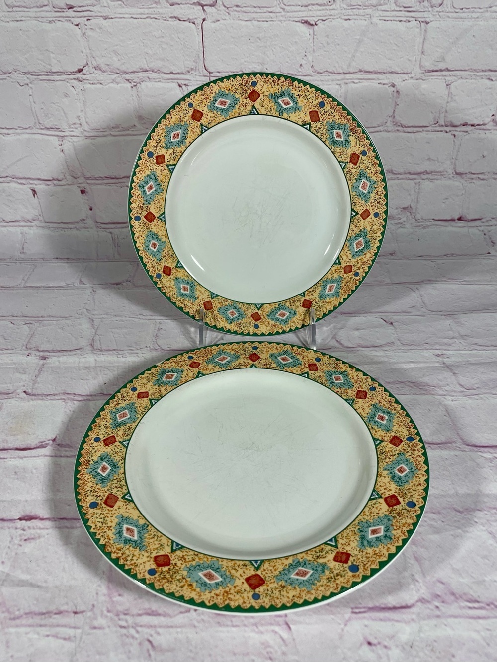 Vintage Sakura Moccasin Sue Zipkin Southwestern Stoneware Salad Plate Set of 2